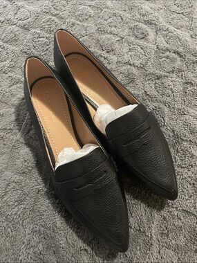 Coach Black Pointed Leather Penny Loafers